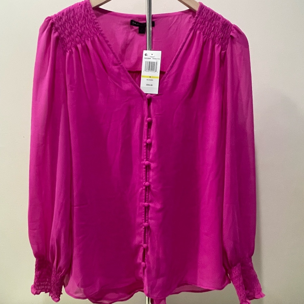 Vibrant Fuchsia Blouse with Button Detailing
